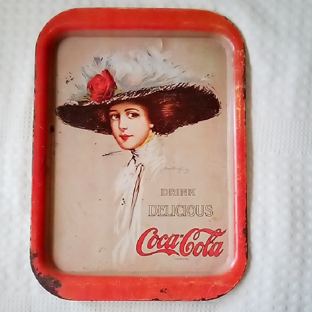 Coca-Cola Tray with Red and Cream Design